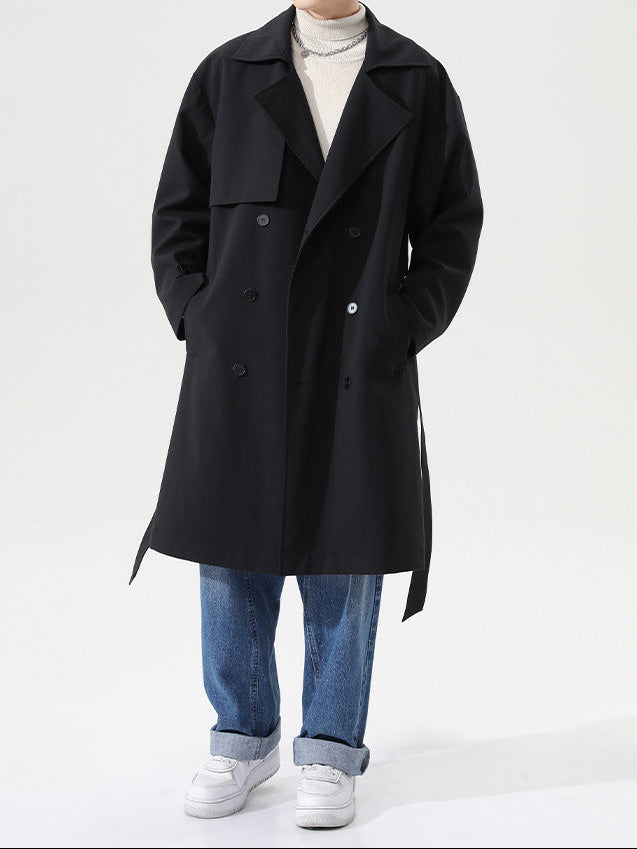 Herren Trenchcoat Slim Fit Khaki Herbst Mantel Modern