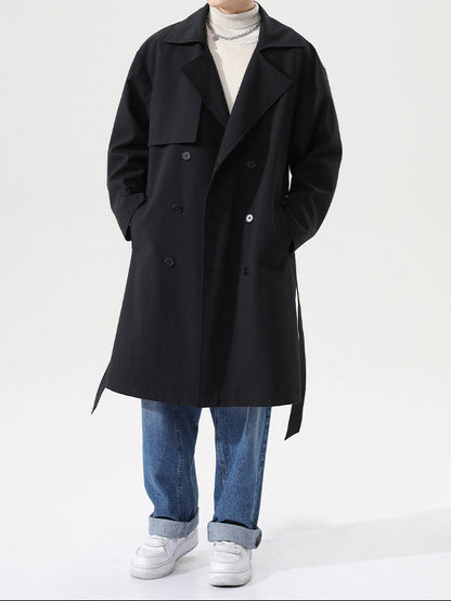 Herren Trenchcoat Slim Fit Khaki Herbst Mantel Modern