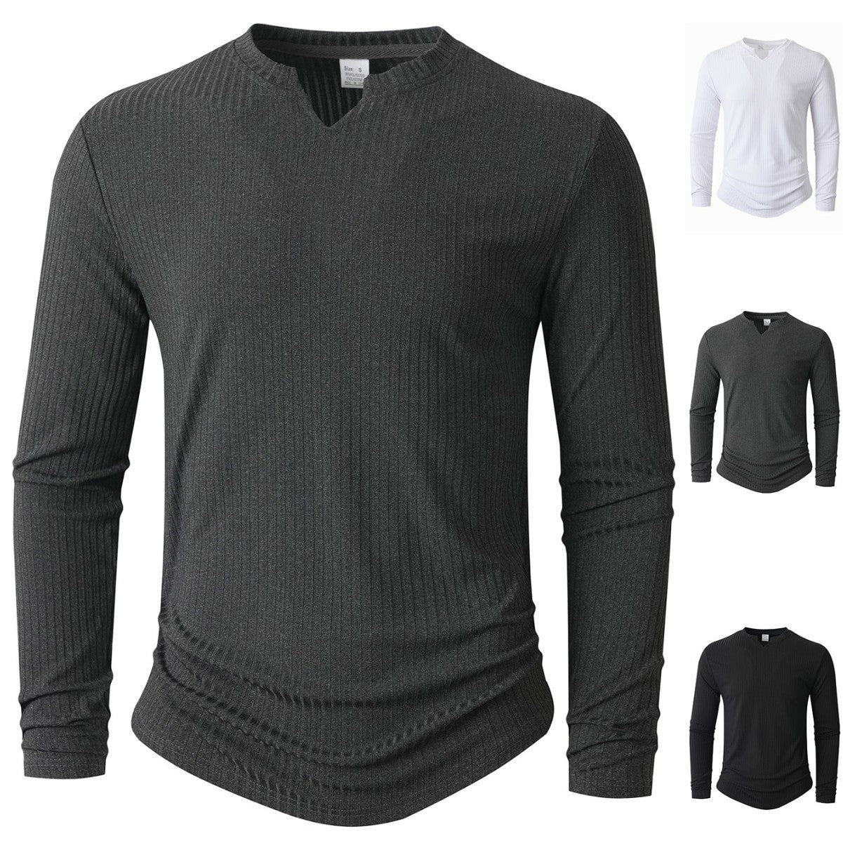 Herren Langarmshirt Rippstruktur Modern Glamour Style - BerlinGlamour