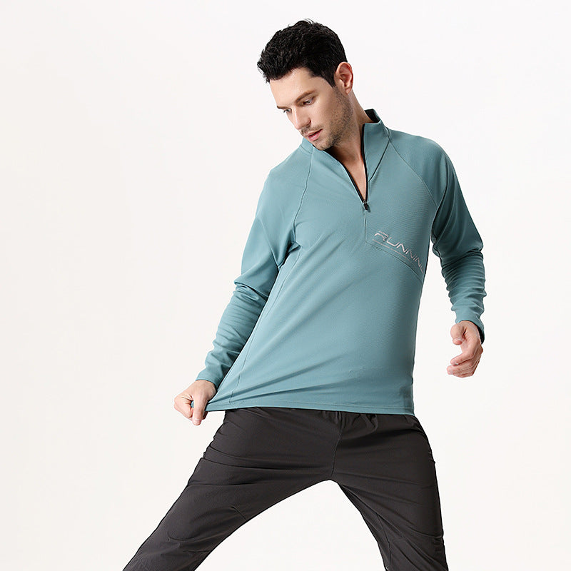Herren Funktionsshirt Langarm Stehkragen Sportlich Modern