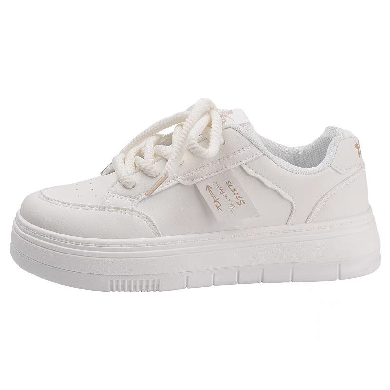 Damen Plateau Sneaker Sportlich Minimalistisch Weißen