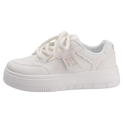Damen Plateau Sneaker Sportlich Minimalistisch Weißen