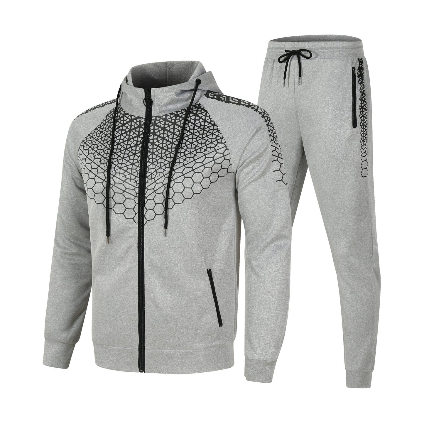 Herren Sportanzug Set Funktionelles Trainingsoutfit Wabenmuster