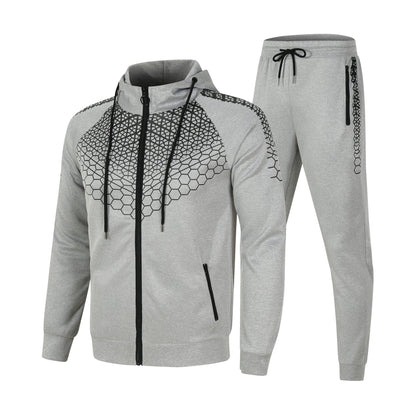 Herren Sportanzug Set Funktionelles Trainingsoutfit Wabenmuster