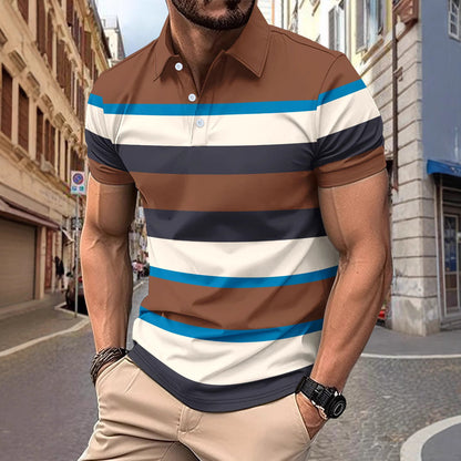 Herren Polo-Shirt Sportlich Streifenmuster Modern