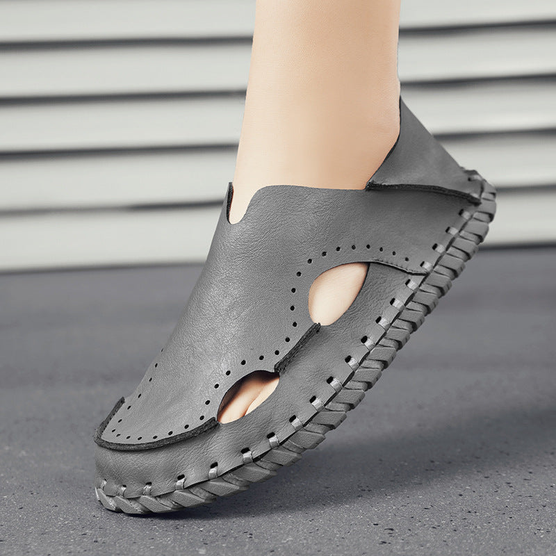 Damen Leder-Slipper Bequem Atmungsaktiv KomfortSchuhe