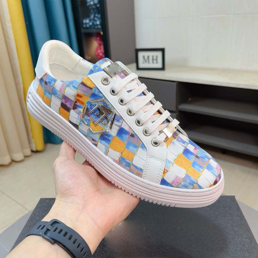 Damen Sneaker Trend Leder Krokodilmuster Schwarz