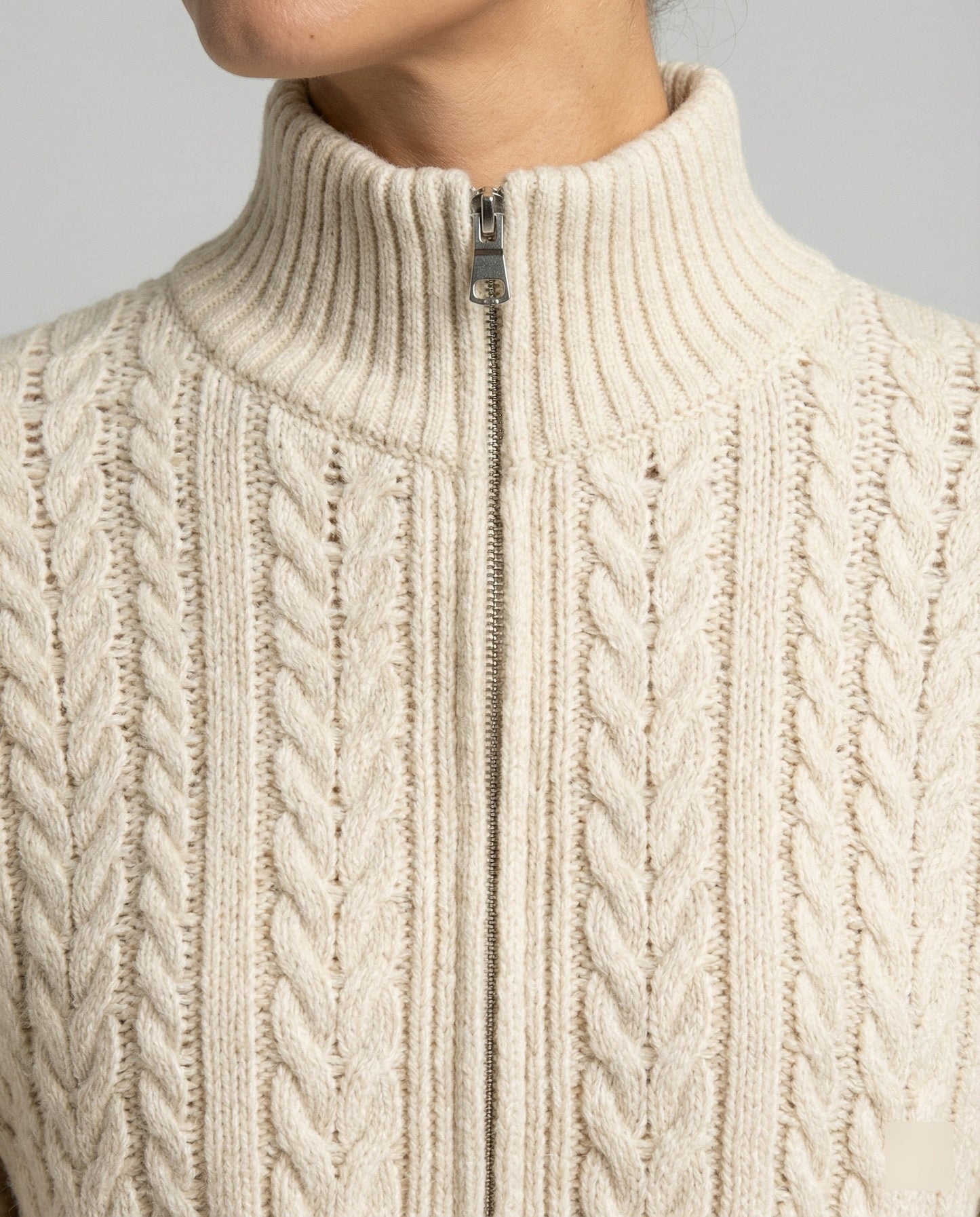 Damen Strickblouson Stehkragen Zweiwege Reißverschluss Cropped Modern