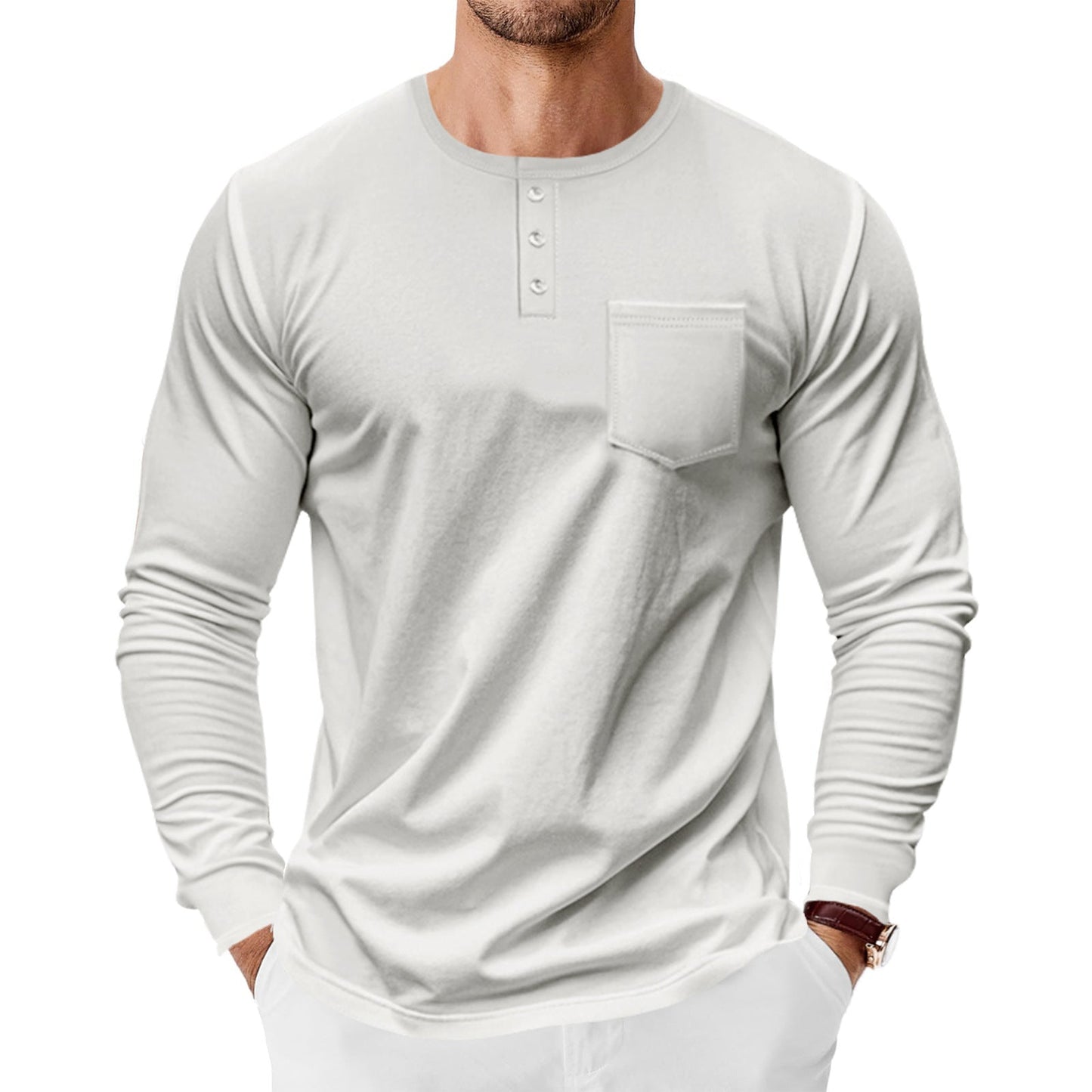 Herren Langarmshirt mit Brusttasche Modern Berlin