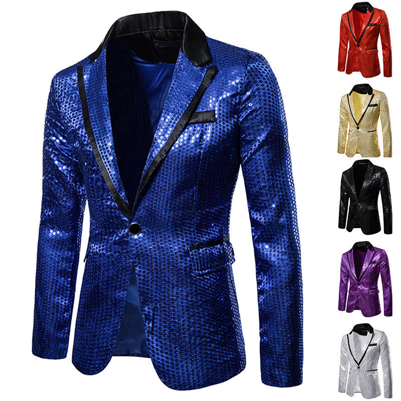 Glitzernder Herren Blazer Pailletten Jacke Party