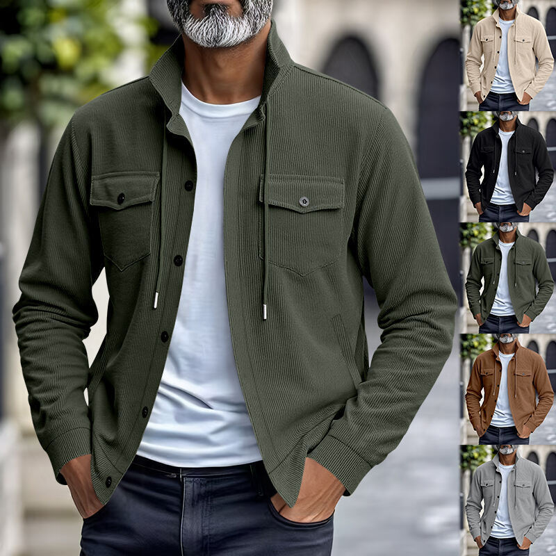 Herren Cordjacke Stehkragen Praktisch Modern - BerlinGlamour