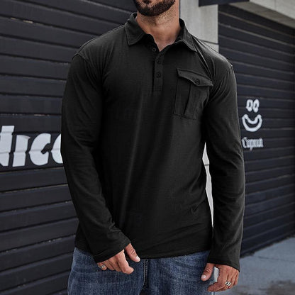 Herren Polo Langarmshirt Stehkragen Modern