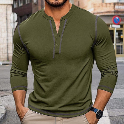 Herren Hemden Langarm Henley Ausschnitt Modern