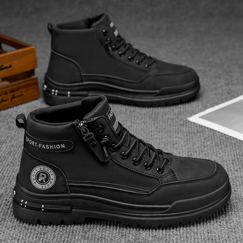 Damen Sneaker High-Top Schwarz mit Reißverschluss Modisch