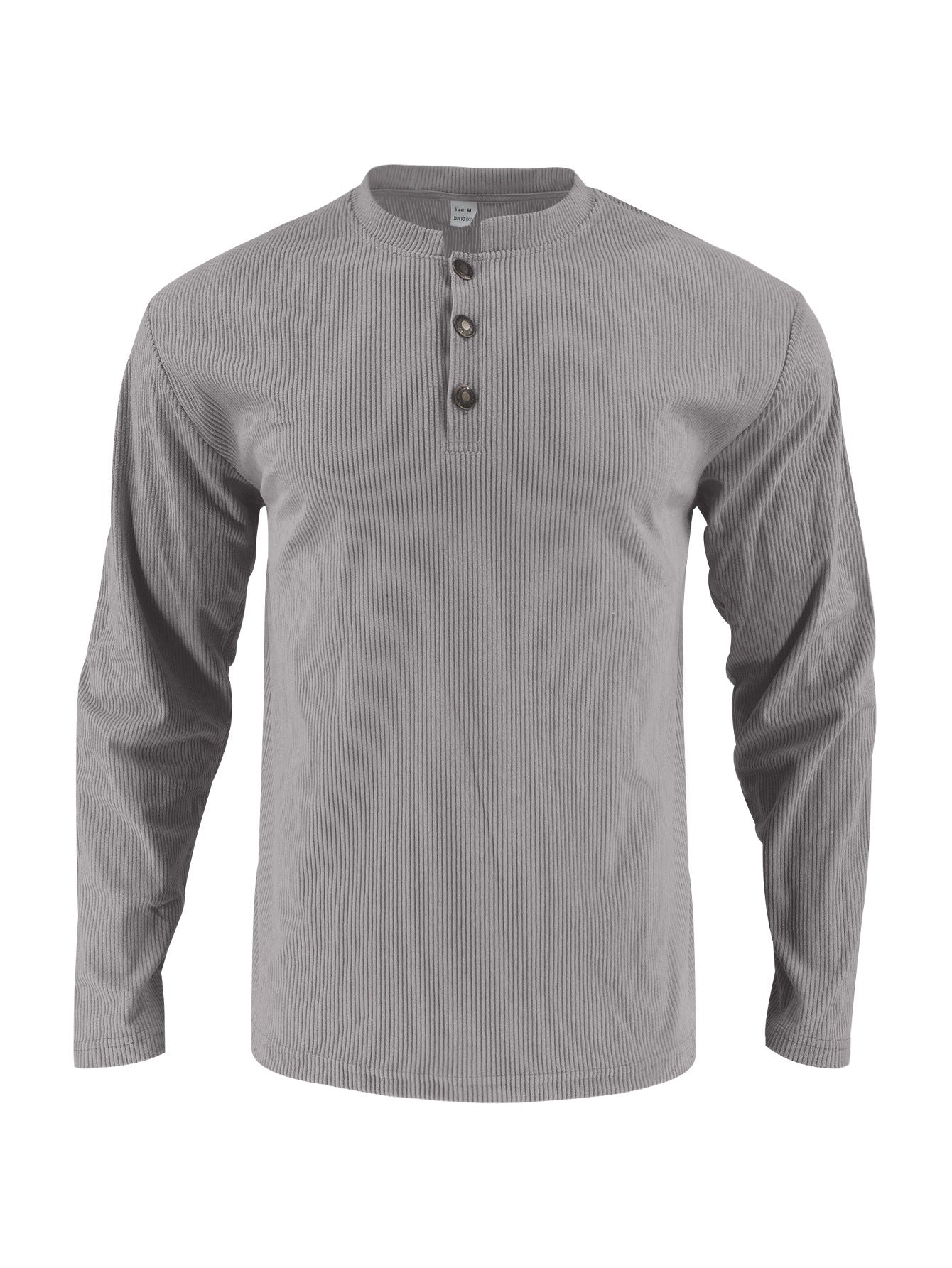 Herren Langarmshirt Stehkragen Knopfleiste Modern Berlin Style