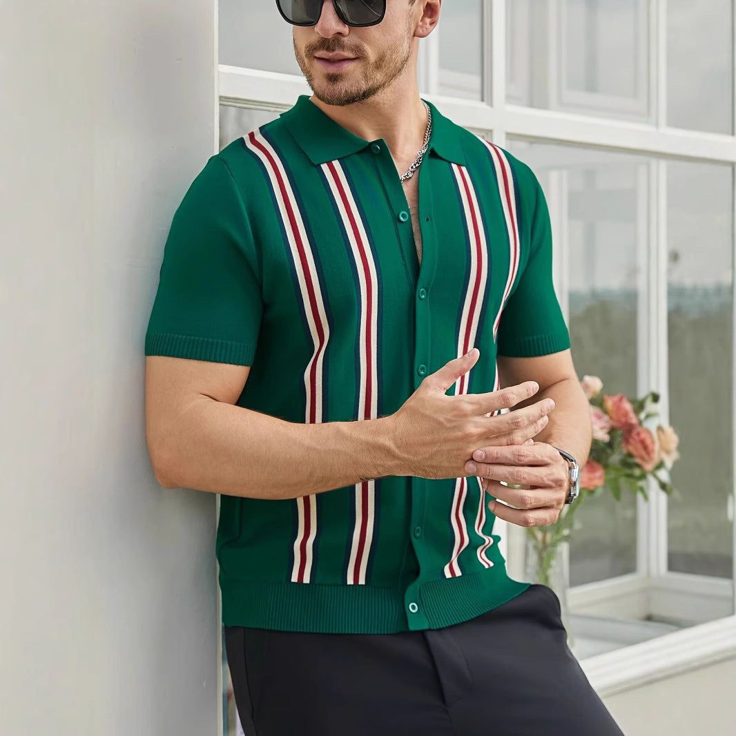 Herren Hemd Kurzarm Streifen Modern Berlin Style