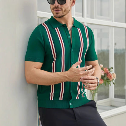 Herren Hemd Kurzarm Streifen Modern Berlin Style