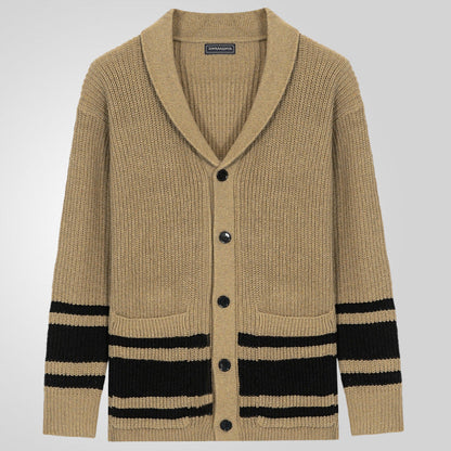 Herren Strickjacke Waffelmuster Modern mit Taschen - BerlinGlamour