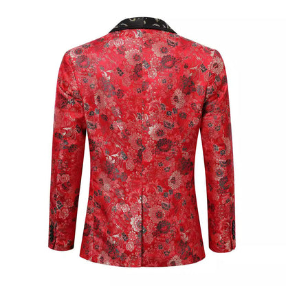 Eleganter Herren Blazer Samt Floral Muster Modern