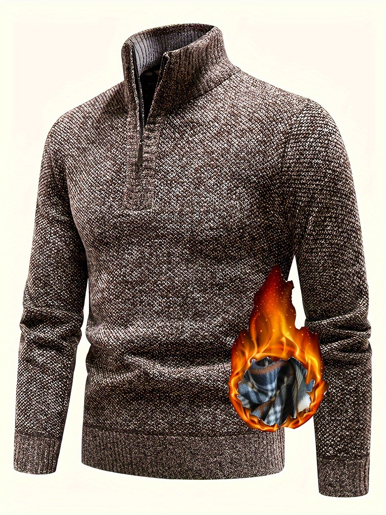 Herren Fleece Pullover Hochkragen Strukturiert