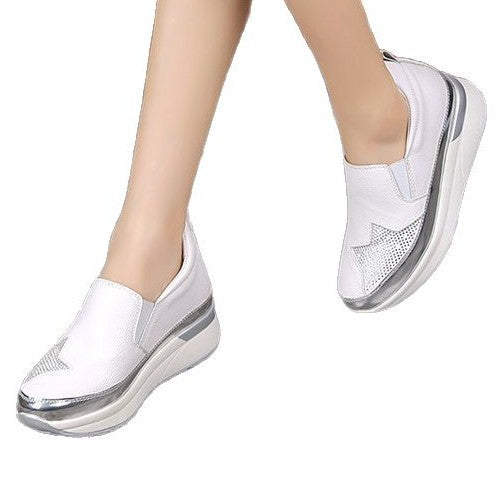 Damen Sneaker Glitzernde Oberfläche Komfort Sohle