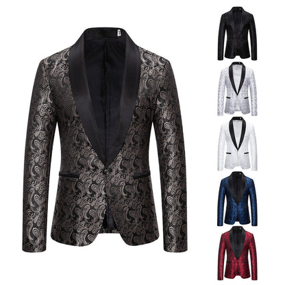 Herren Smokingjacke Paisley Muster Elegant Schwarz
