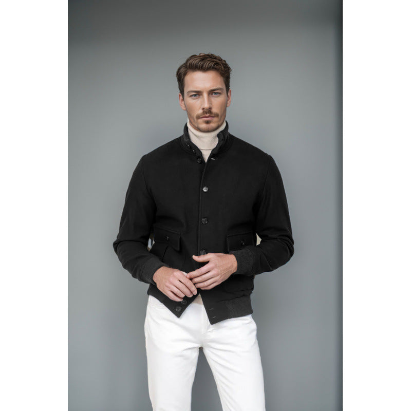 Herren Casual-Jacke Modern mit Taschen Schwarz