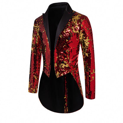 Herren Blazer Pailletten Modern Schnitt Glitzer