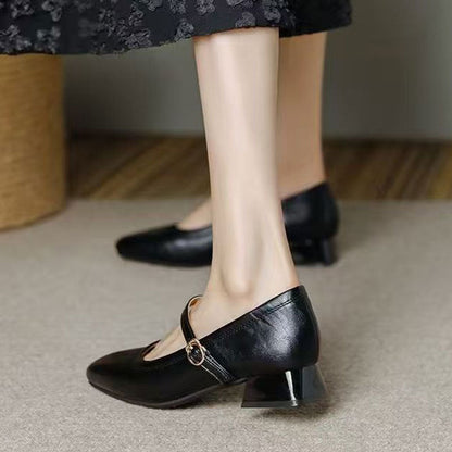 Damen Ballerinas Elegante Riemchen Schuhe Komfort Blockabsatz