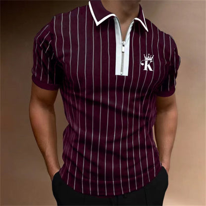 Herren Poloshirt Kurzarm Streifenmuster Modern