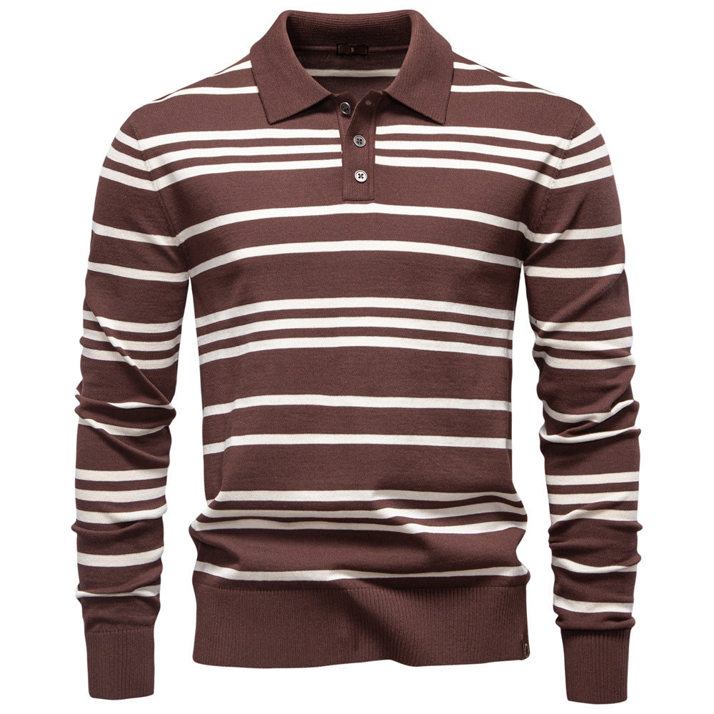 Herren Polo Pullover Streifenmuster Leicht Modern