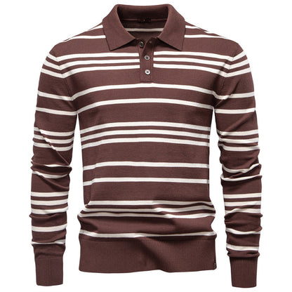 Herren Polo Pullover Streifenmuster Leicht Modern