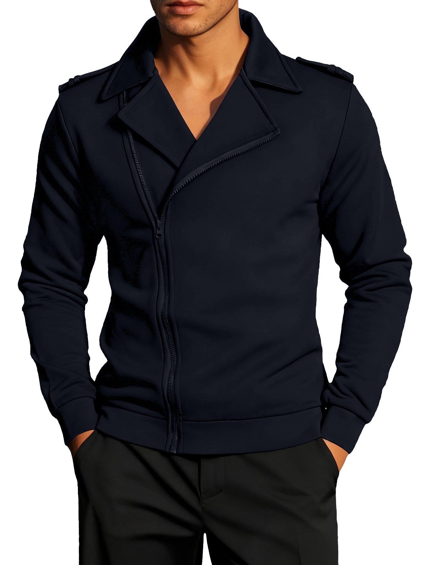 Lässige Herren Zipjacke Mit Kragen Modern