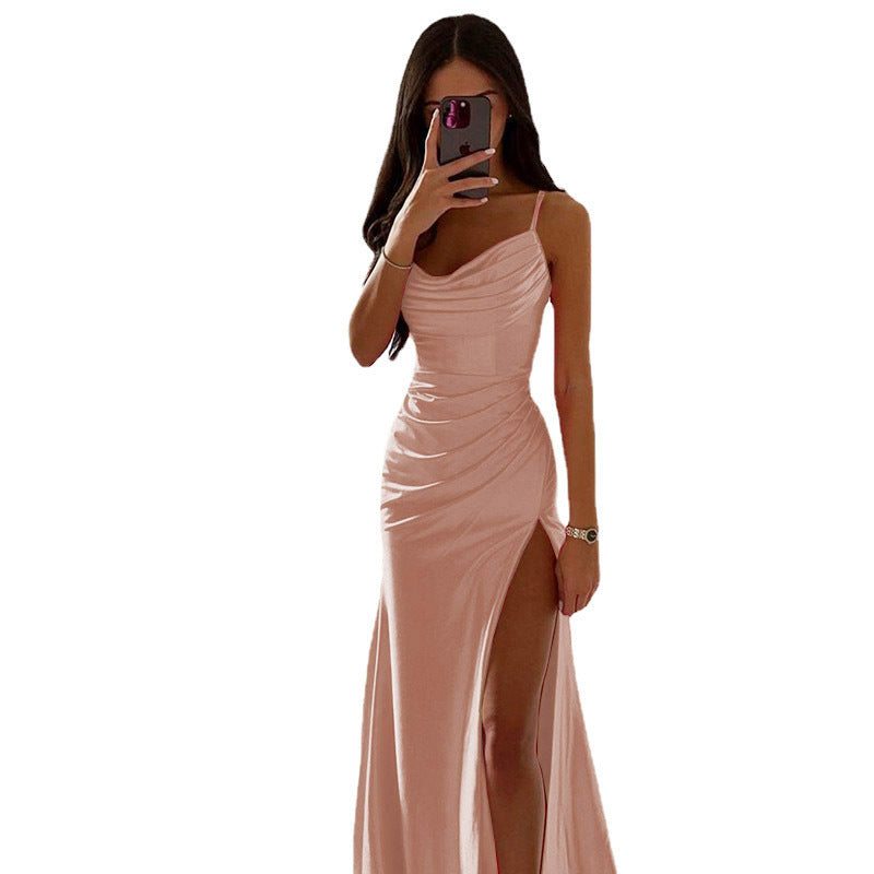 Elegantes Maxikleid Damen Asymmetrisch Raffiniert Lang