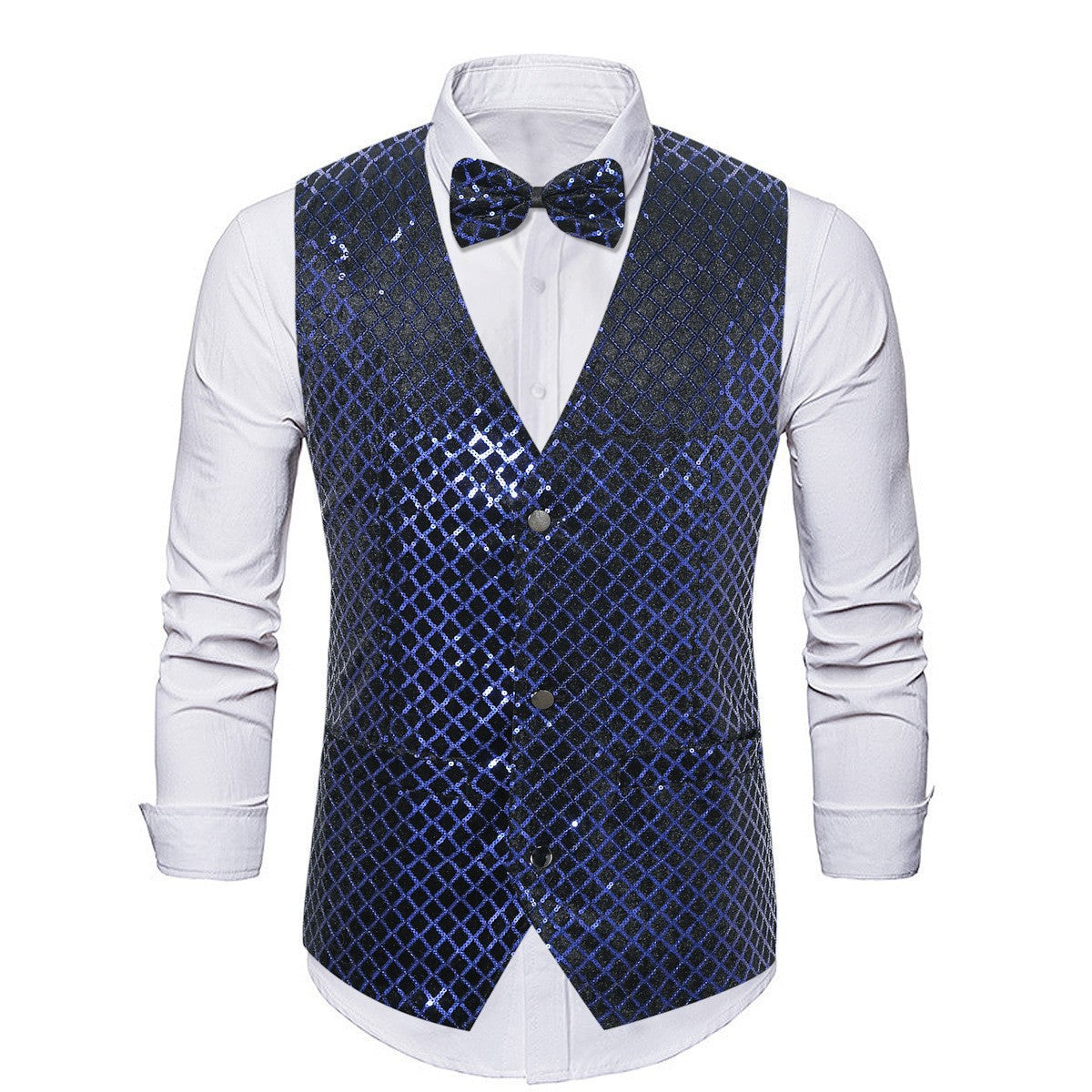Herren Blazer Elegant Pailletten Verschluss Mit Fliege