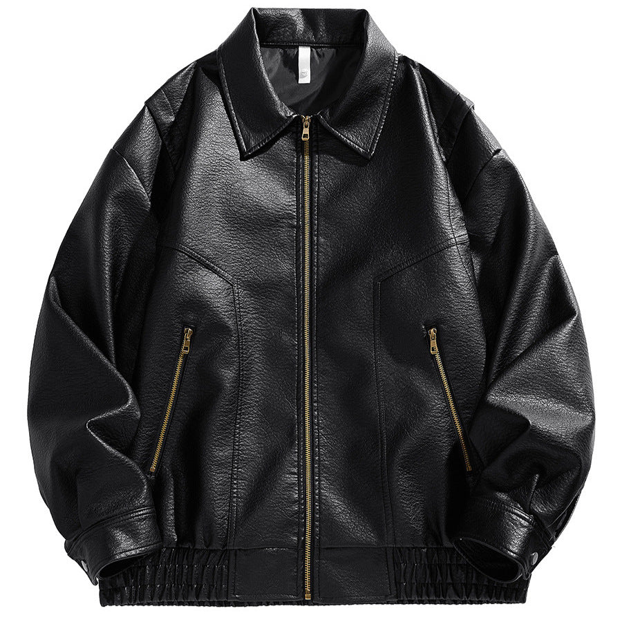 Lederjacke Herren Kurz Lederjacke Elastisch Mit Taschen