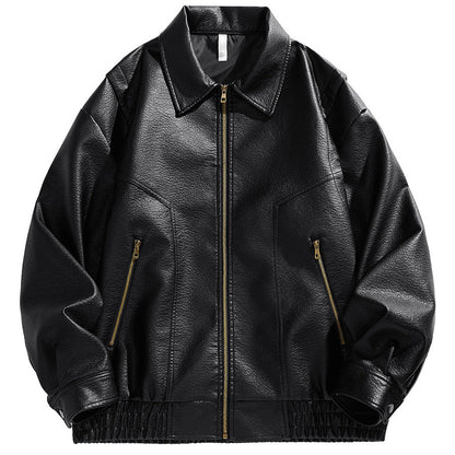 Lederjacke Herren Kurz Lederjacke Elastisch Mit Taschen