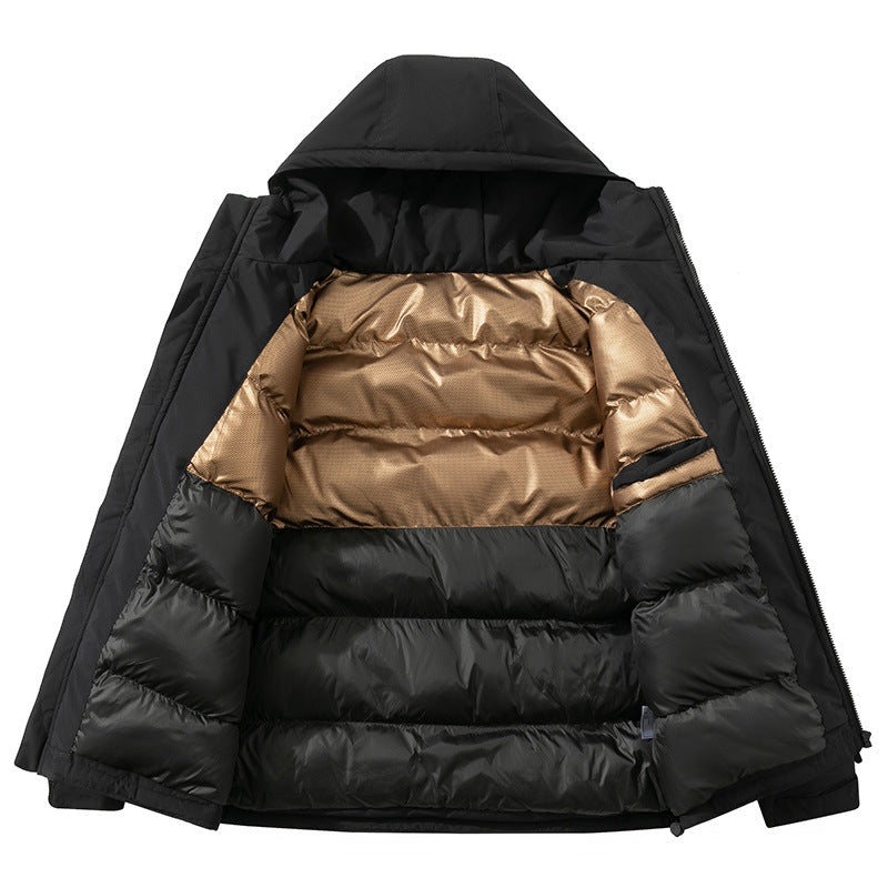 Herren Winterjacke Isoliert Wärme Outdoor Schwarz