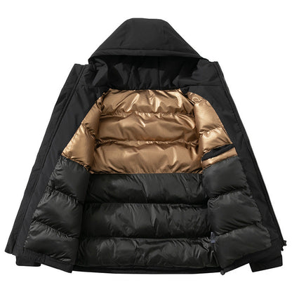 Herren Winterjacke Isoliert Wärme Outdoor Schwarz