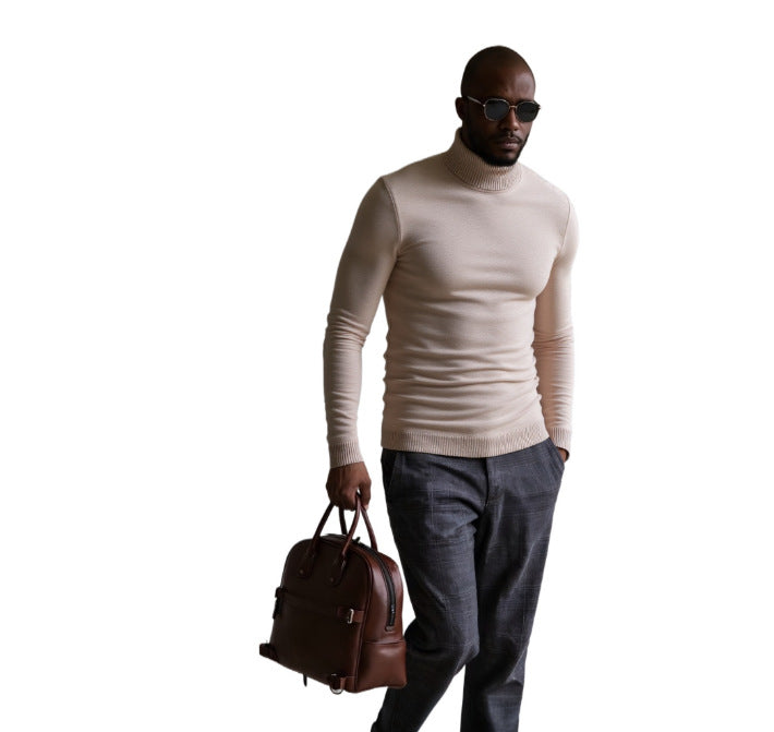 Herren Rollkragenpullover Fein Strukturiert Elegangt