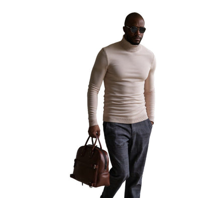 Herren Rollkragenpullover Fein Strukturiert Elegangt
