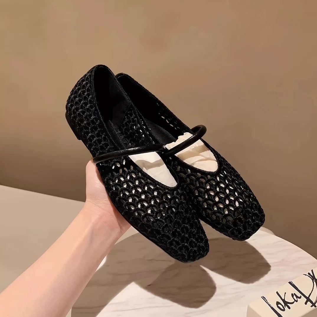 Damen Ballerinas Atmungsaktiv Netzdesign Modisch