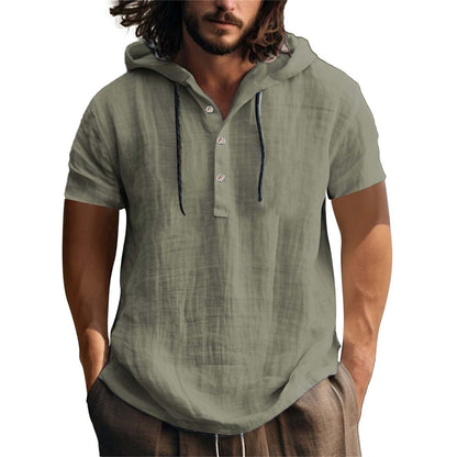 Herren Kapuzenshirt Lässig Baumwolle Schwarz