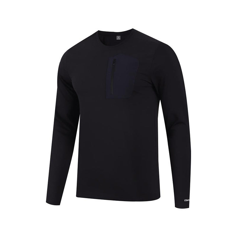 Herren Langarmshirt Funktionsshirt mit Brusttasche Sportlich