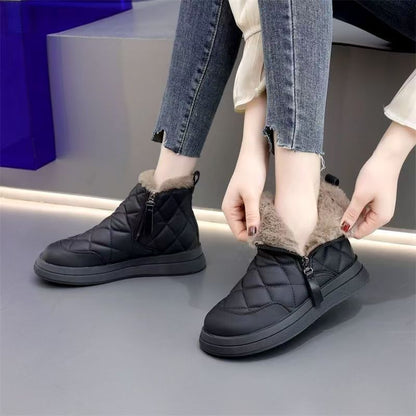 Damen Winterstiefel Kuschelig Warm mit Fellkragen