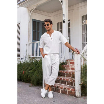 Herren Freizeitanzug-Set mit Knopfleiste Modern Stylisch