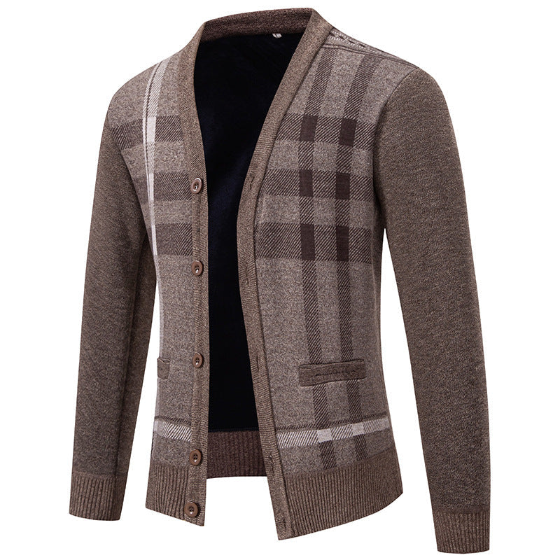 Herren Strickjacke Karomuster Modern Mit Knöpfen