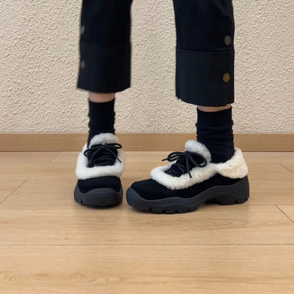 Damen Clogs Weich Flauschig Schnürsystem Komfort
