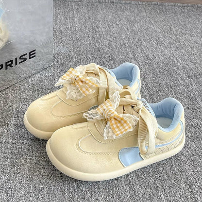 Damen Sneaker Schuhe Rüschen Design Schleifen Frauen