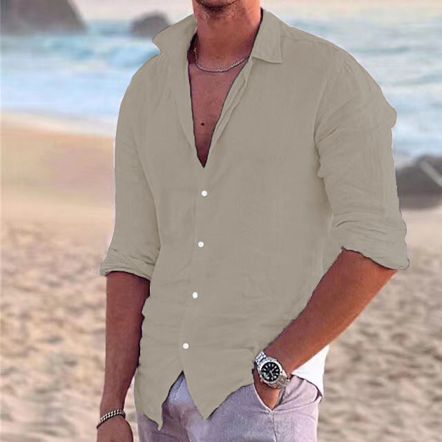 Leinenhemd Herren Sommer Leicht Modern